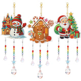 Jetec 3 Pcs Christmas Diamond Art Kits Painting Suncatcher Wind Chime Double Sided Crystal Hanging Ornaments for DIY Crafts Window Home Garden Decor(Snowman, Gingerbread Man, Santa) Jetec