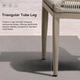 PURPLE LEAF 9 Pieces Patio Dining Set Aluminum Modern Rectangular Table and Wicker Chairs with Cushions for Kitchen Porch Garden Outdoor Furniture Sets, Champagne PURPLE LEAF