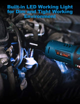 S-LONG Cordless Ratchet Wrench Set, 3/8" 400 RPM 12V Power Electric Ratchet Driver with 12 Sockets, Two 2000mAh Lithium-Ion Batteries and 60-Min Fast Charge S-LONG