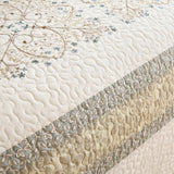 vctops Elegant Embroidered Quilt Set Farmhouse Patchwork Oversized Queen Size Reversible Bedspread Coverlet 3 Piece Cotton Quilted Bedding Set for All Season, 1 Quilt + 2 Pillow Sham (94x102 in) vctops