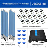 Machrus Upper Bounce Trampoline Safety Enclosure Set for 7.5 FT 10FT 12FT 13FT 14FT 15FT Frames - Includes Net, Poles & Hardware - Installs Outside Frame Upper Bounce