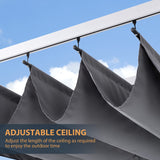 HAPPATIO 10' X 10' Pergola Retractable Pergola Canopy with White Frame for Backyards, Gardens, Patios, Outdoor Pergola with Sun Shade Canopy, Includes Ground Studs and Expansion Screws (Gray) HAPPATIO