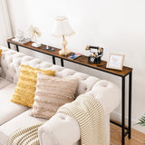 HOOBRO 5.9" Skinny Console Table with Charging Station, 70.9" Narrow Sofa Table with Power Outlets, Long Behind Couch Table, Slim Entryway Table for Hallway, Living Room, Rustic Brown BF185UXG01 HOOBRO