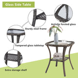 Rilyson Wicker Patio Furniture Set - 5 Piece Rattan Outdoor Sectional Conversation Sets with 2 Swivel Rocking Chairs,2 Ottomans and 1 Side Table for Porch Deck Garden(Brown/Beige/Smile) Rilyson