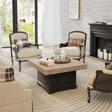 Lareth Coffee Table 31.5 in Rustic Center Table with X Design Wooden Pedestal for Living Room, Dark Oak Square Home Office Sofa Side Table for Small Space, Easy Assembly, Space-Saving Lareth