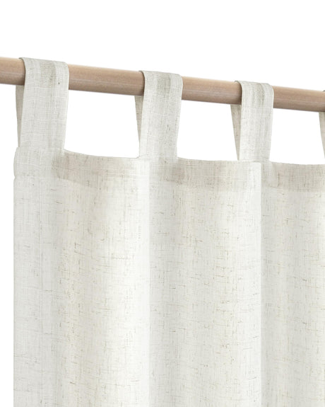 Farmhouse Linen Curtains - 84 Inch Length, 2 Panels Set, Tab Top Semi Sheer Light Filtering Country Boho Curtains for Living Room, Bedroom, Nursery, 52x84 Inches, Neutral Cream KOUFALL