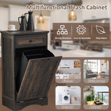 AHB 13 Gallons Tilt Out Trash Cabinet Free Standing Kitchen Trash Cabinet Recycling Cabinet with Hideaway Drawer Pet Proof Trash Can Cabinet for Kitchen Living Room, Rustic Brown AHB