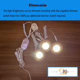 Under Cabinet Lighting Dimmable LED Puck Lights,Recessed Mount,12V Low Volt,60mm Cutout Haolgen Bulb Replace,Small Puck Light Plug in for Curio,Book Case,Display Shelf,6000k Cold White,6pcs LAMPAOUS