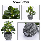 Artificial Potted Plant, Real Touch Artificial Oak Leaves Waterproof Fake Plants Indoor Outdoor, Eco Friendly Modern Concrete Greenery Plant Pots for Office Home Kitchen Shelf Farmhouse Decor SHOHAYTO