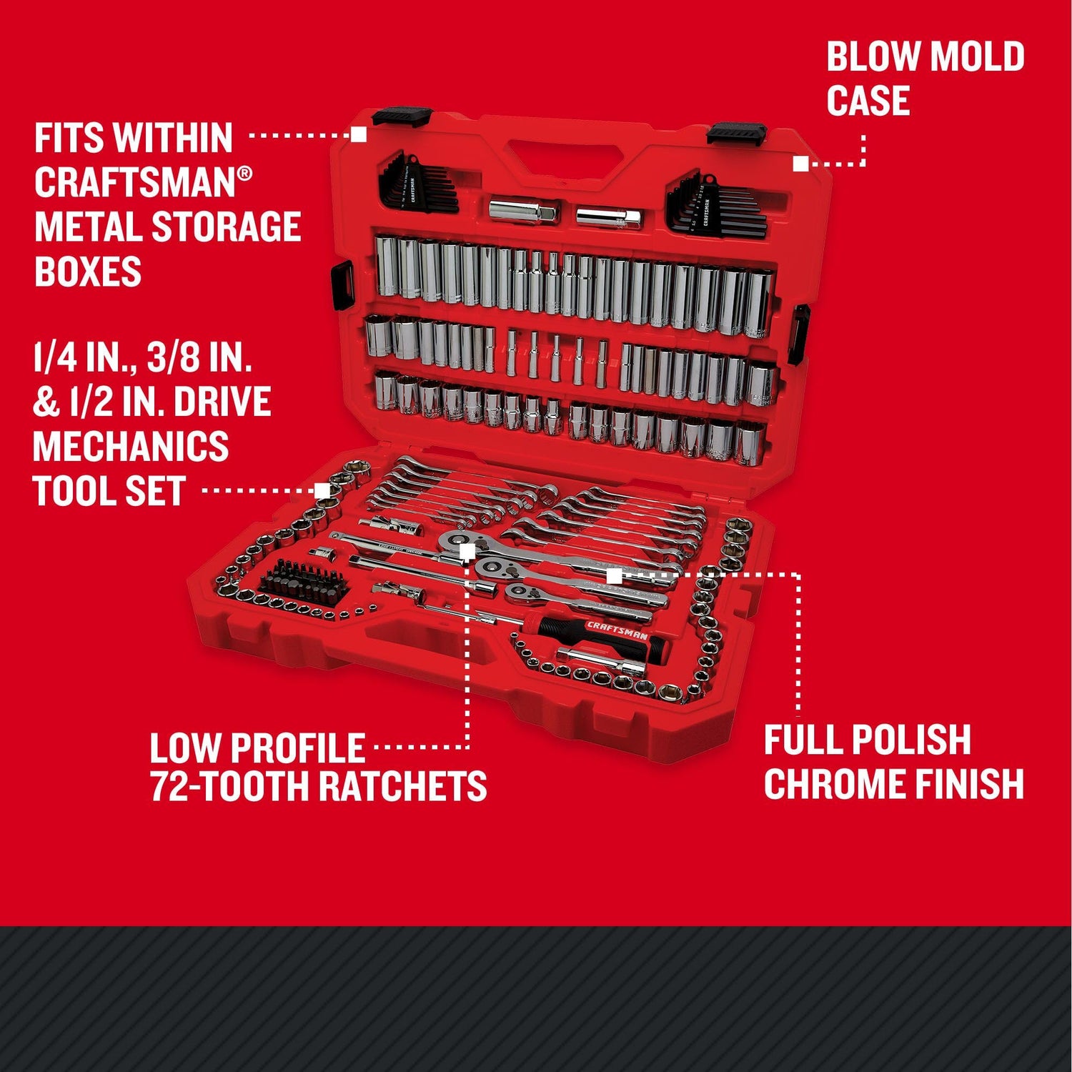 CRAFTSMAN Mechanics Tool Set, 1/4 and 3/8 Inch Drive, 189 Piece (CMMT12134) Craftsman