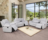 Recliner Sofa Set Microfiber Fabric, Living Room Furniture Set, Manual Reclining Living Room Sofa Set 3 Piece (Grey White) Generic
