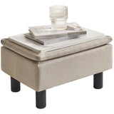 IBUYKE Storage Ottoman Footrest Stool with Linen Fabric, Rectangular, Flip Top Lid, Non-Slip Feet, Compact Design, Stylish and Functional, Linen RF-BD223 IBUYKE