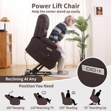 DURASPACE Power Lift Recliner Electric Lift Massage Recliner Chairs with Heat, Large Shell Faux Leather Backrest Lift Chair Recliners for Elderly, Seniors (Brown) DURASPACE
