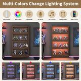 BONITURE Display Cabinet with Acrylic Glass Doors,4-Tiers Curio Cabinet with LED Lighting for Collectibles, Collectibles Toy Organizers Rack & Display Shelf Display Case Storage Cabinet, Walnut BONITURE