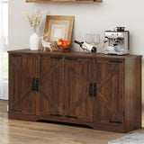DWVO 62" Farmhouse Buffet Sideboard Cabinet with Adjustable Shelves, Large Coffee Bar Cabinet for Living Room, Kitchen, Entryway, Dark Walnut DWVO