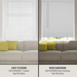 CALYX INTERIORS Room Darkening Vinyl Mini Blinds, Cordless, 1" Slat, 34" W x 60" H, White Calyx Interiors