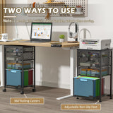 Rolling File Cart with 4 Storage Drawers, Filing Cabinet for Home Office, Hanging File Folder Organizer with Wheels Under Desk, Utility Craft Cart Printer Stand, Black, Patent Pending Sbanmao