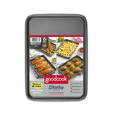 GoodCook Everyday Set of 2 Nonstick Steel 9" x 6.2" Toaster Oven Mini Baking Sheets, Gray GoodCook