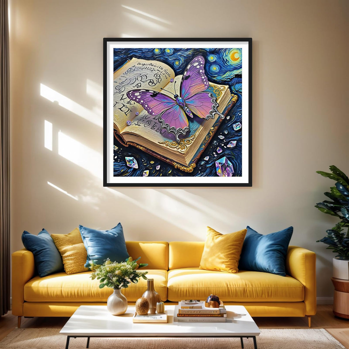 Butterfly Diamond Art Paintings Magic Book Diamond Painting Kit for Adults Beginners DIY Starry Sky Round Diamond Dots 5D Full Drill Painting Kit Craft Kits for Adults Home Wall Art 13.78x13.78 Inch PINFFSHU