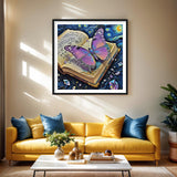 Butterfly Diamond Art Paintings Magic Book Diamond Painting Kit for Adults Beginners DIY Starry Sky Round Diamond Dots 5D Full Drill Painting Kit Craft Kits for Adults Home Wall Art 13.78x13.78 Inch PINFFSHU