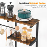 HOOBRO Bakers Rack with Power Outlet and LED Light, 6-Tier Microwave Stand with Wire Baskets, Coffee Bar Station, Kitchen Utility Storage Shelf with 4 Hooks, Rustic Brown and Black BF64UDHB01 HOOBRO