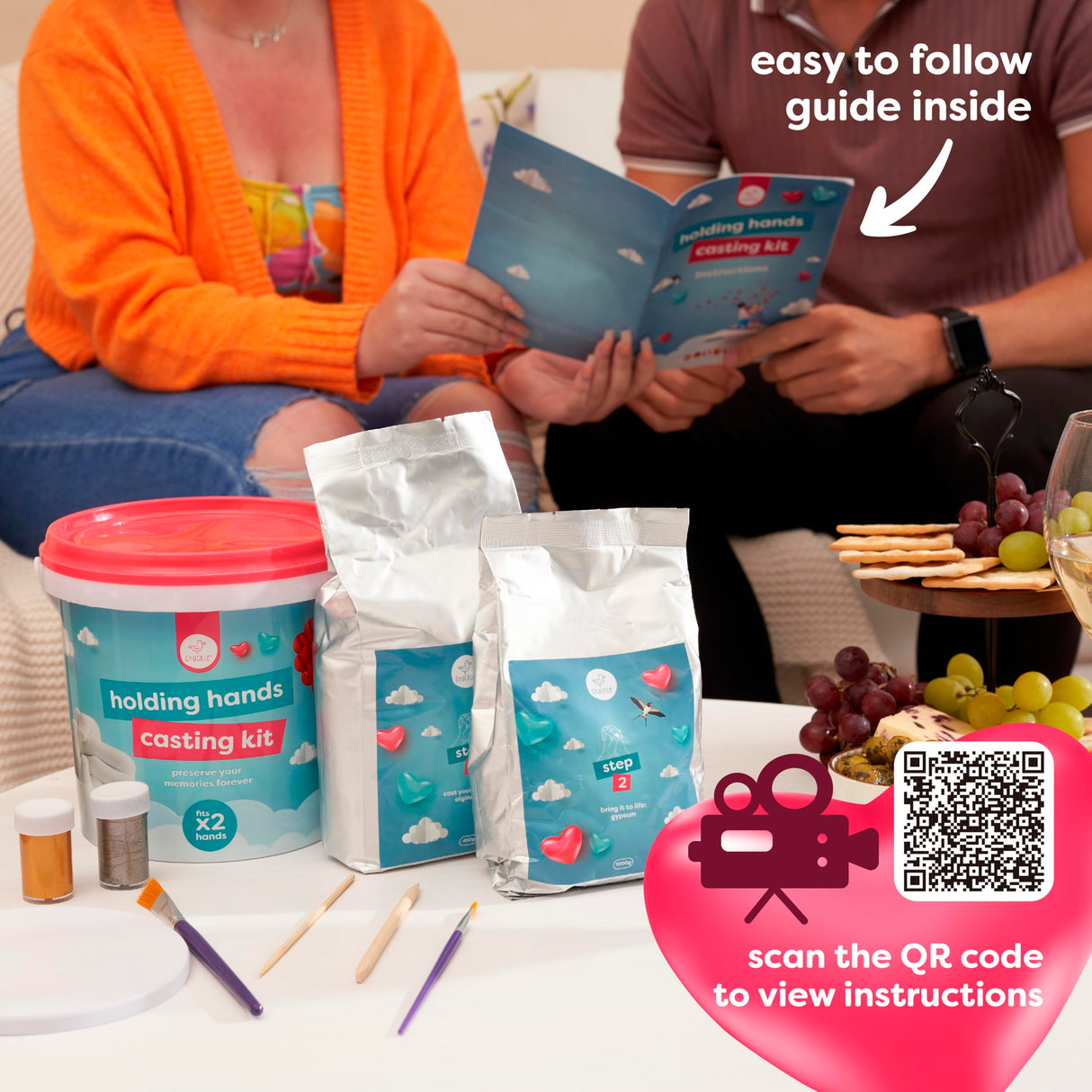 chuckle - Holding Hand Casting Kit for Couples with Base & Paints, Hand Sculpture Hand Molding Kit, Hand Mold Kit Couples Activities - Gift for Fathers Day, Women for Wedding, Anniversary, Valentines chuckle