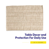 Sweet Home Collection 100% Cotton Placemats for Dining Room Rectangle Two Tone Woven Fabric 13" x 19" Soft Durable Table Mat Set, Set of 6, Eggshell Sweet Home Collection