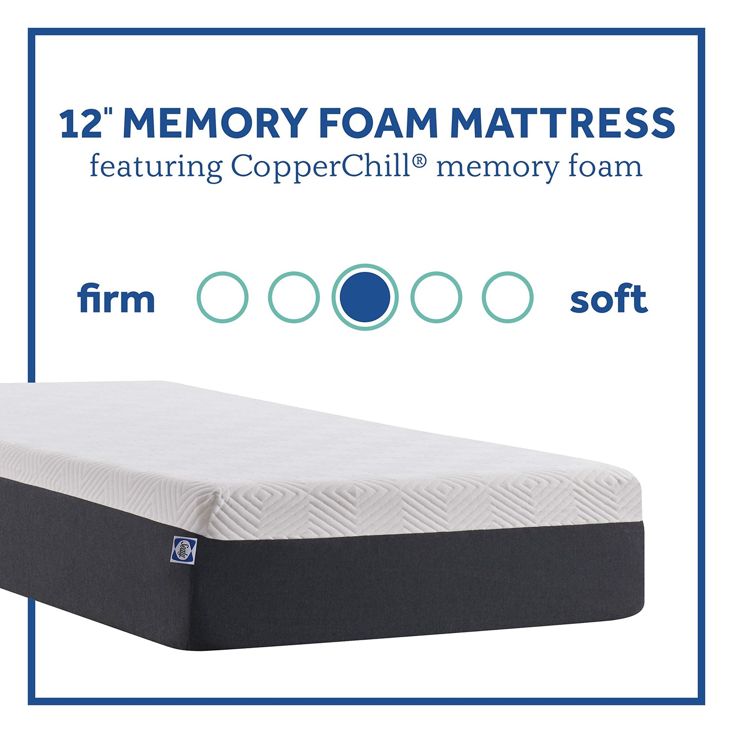 Sealy - Memory Foam Bed in a Box – 12 Inch, Medium Feel, California King Size, CopperChill Technology, CertiPur-US Certified,White