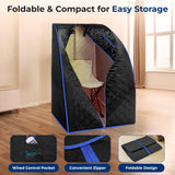 SereneLife Portable Sauna for Home, Infrared Sauna Tent with Heated Foot Pad and Folding Chair, Compact Personal Rejuvenation Sauna, Remote Control In-Home Spa, 38" x 32” - (Black) SereneLife