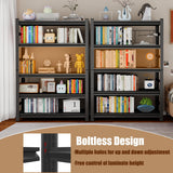 Tall Bookshelves, 72 Inch High Metal Bookshelf with Adjustable Shelves, Book Organizer and Bookcases, Book Shelves for Bedroom, Office, Living Room, Black Leariso