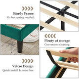 VECELO Full Size Upholstered Platform Bed Frame with Tufted Adjustable Headboard/Mattress Foundation/Wood Slat Support,Easy Assembly,Dark Green VECELO