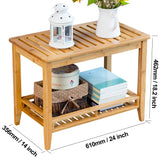 Forevich Bamboo Shower Bench Stool Bathroom Shower Chair Seat with Storage Shelf Spa Bath Foot Rest for Insider Shower Bathtub Elderly and Disabled Natural Forevich