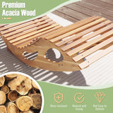 Tangkula Outdoor Chaise Lounge Chair, Acacia Wood Rocking Sun Lounger with Slatted Backrest and Seat, Wooden Rocker Lounge Chair for Patio, Garden and Poolside Tangkula