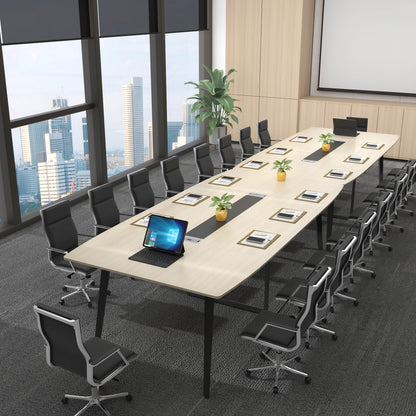 Loomie 8FT Conference Table, 94.49" L x 47.24" W x 29.53" H Meeting Seminar Table with Grommet, Large Boat Shaped Computer Desk, Boardroom Desk for Office Meeting Conference Room - WoodArtSupply