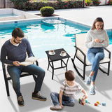 Shintenchi 3 Pieces Rocking Bistro Set Wicker Patio Outdoor Furniture, 2 Rattan Porch Chairs Conversation Sets with Glass Coffee Table (Beige) Shintenchi