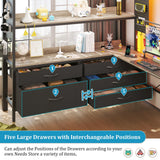 busyaeh Loft Bed Full Size with 5 Drawers & 3 Open Shelves and Charging Station，Full Size Loft Bed with Desk & LED Lights and Thickened Tread Stairs,Loft bed Space-Saving,No Box Spring Needed,Oak Gray busyaeh