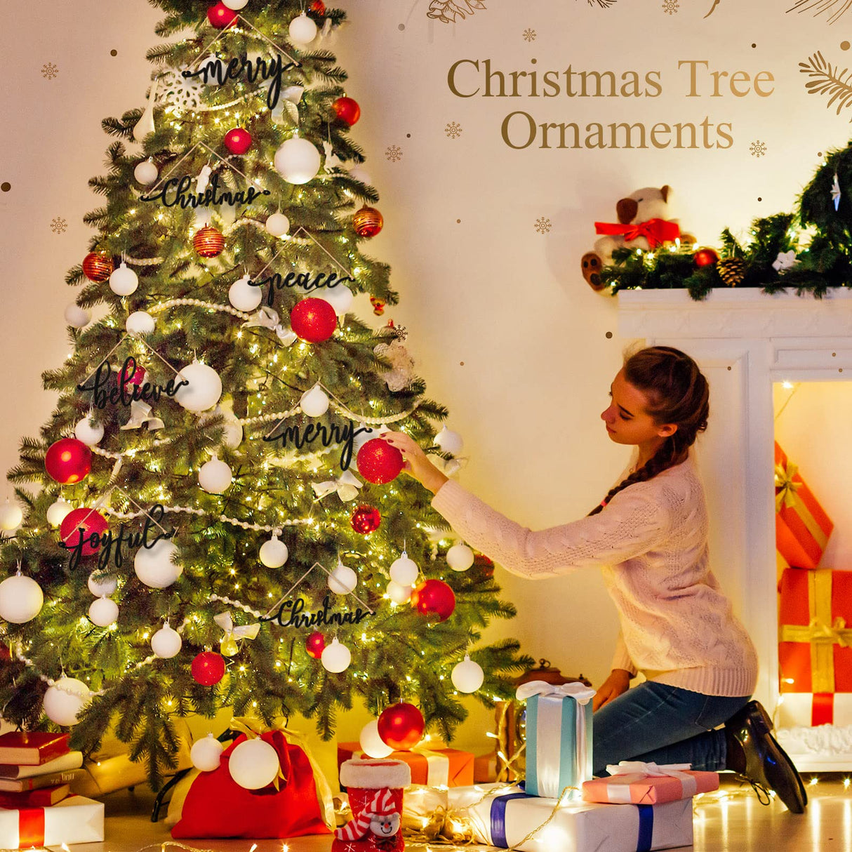 20 Pcs Merry Christmas Sign Xmas Wooden Cutout Letter Plate Ornaments Rustic Merry Sign Christmas Wooden Sign Table Decors Joyful Peace Believe Cutout Plates Ornament for Home Christmas(Black) Jetec