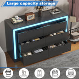 Melodyblue Dresser for Bedroom, 6 Drawer Dresser with LED Light, Black Dressers Chests of Drawers,Organizer Storage Drawers for Hallway, Entryway,Bedroom Melodyblue
