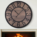 LEIKE Large Wall Clock,Silent,Non Ticking,Battery Operated Round Modern Big Wood Wall Clocks for Living Room, Bedroom,Kitchen,Farmhouse,Office,Rustic Home Decor-16 Inch/40CM-Black-Arabic Number LEIKE