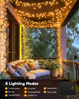 Brightown Outdoor Waterproof, 9.8Ft 120 LED String Lights, 8 Modes Firecracker Fairy Lights for Patio Balcony Wedding Christmas Decor (Warm White) Brightown