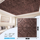 Art3d Drop Ceiling Tiles 2x2, Glue-up Ceiling Panel, Fancy Classic Style, Antique Copper Art3d