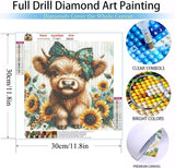 MOMDEDP Diamond Painting Kits for Adults, 5D Cow and Flower Full Drill Diamond Art, DIY Highland Cow Diamond Art Kit Animal Gem Art for Home Wall Decor 12 X12 inch MOMDEDP