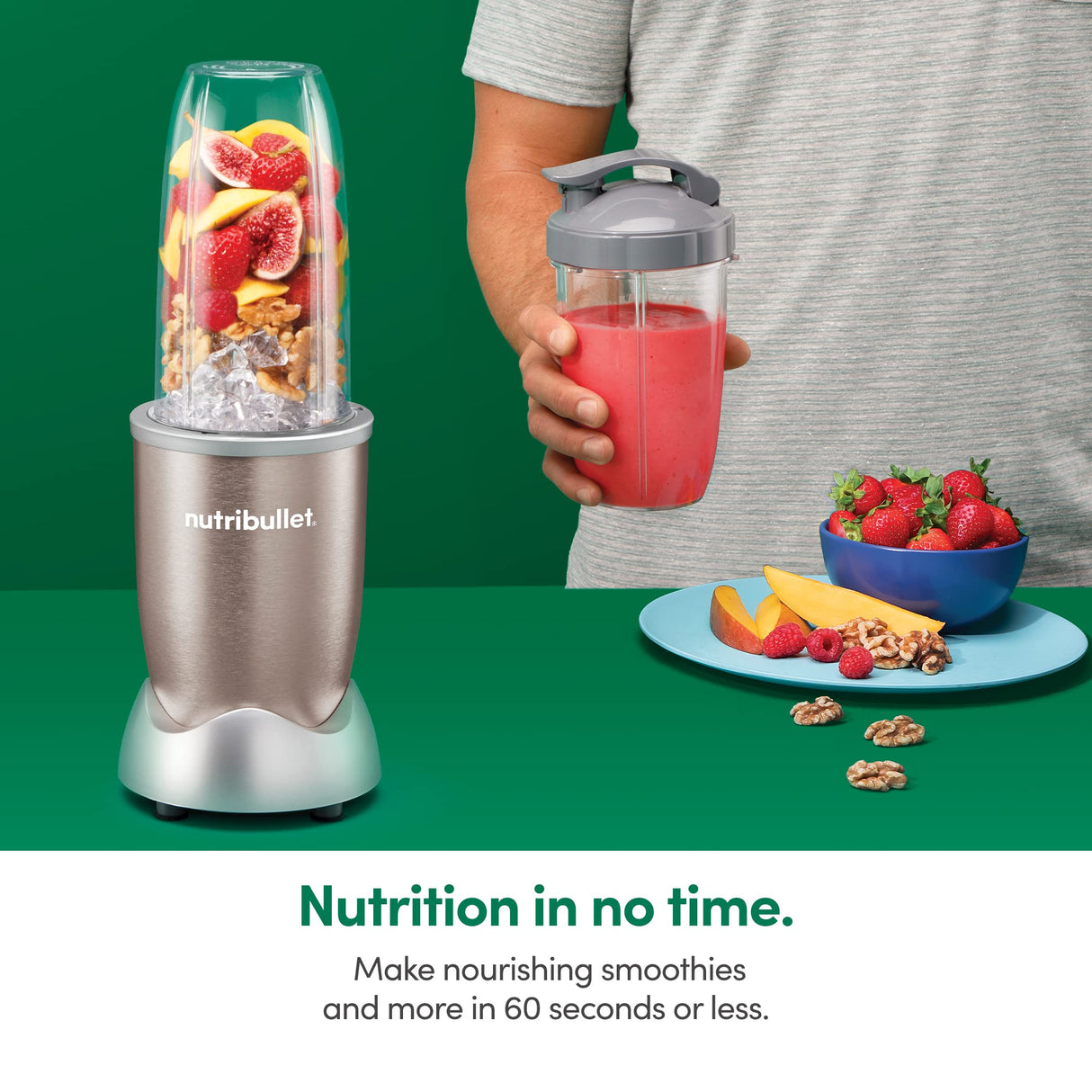 nutribullet Pro 900 Watt Personal Blender - 13-Piece High-Speed Blender/Mixer System, Champagne NutriBullet