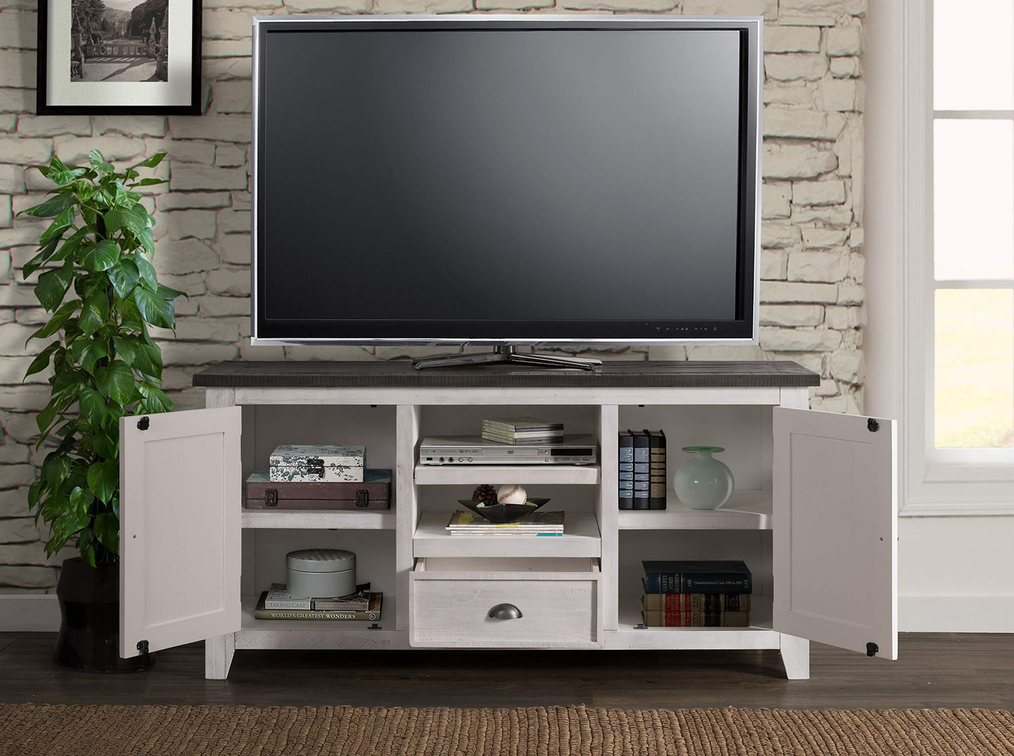 Martin Svensson Home Monterey TV Stand, White with Grey Top
