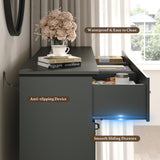 Farmhouse 7 Drawers Dresser for Bedroom, 57" Wide Modern Chest of Drawers with Deep Drawers & Bar Handles, Rustic Wood Dresser TV Stand, Wooden Closet Storage Organizer for Living Room, Hallway, Black Xixini