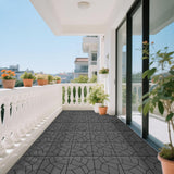 44 Pack Interlocking Deck Tiles, 12"x12" - 44 Sq.Ft Waterproof Plastic Outdoor Flooring, Polypropylene, 3D Wood Grain Plastic, for Patio, Balcony, Backyard, Garden, Dark Grey LINLUOME