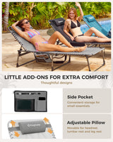 KingCamp Oversized Tanning Chair, Extra-Wide Padded Folding Chase Lounge Chairs Portable Adjustable 5-Position 400lbs Heavy Duty Lounger with Double-Layer Oxford for Outdoor Beach Patio Sun Pool KingCamp