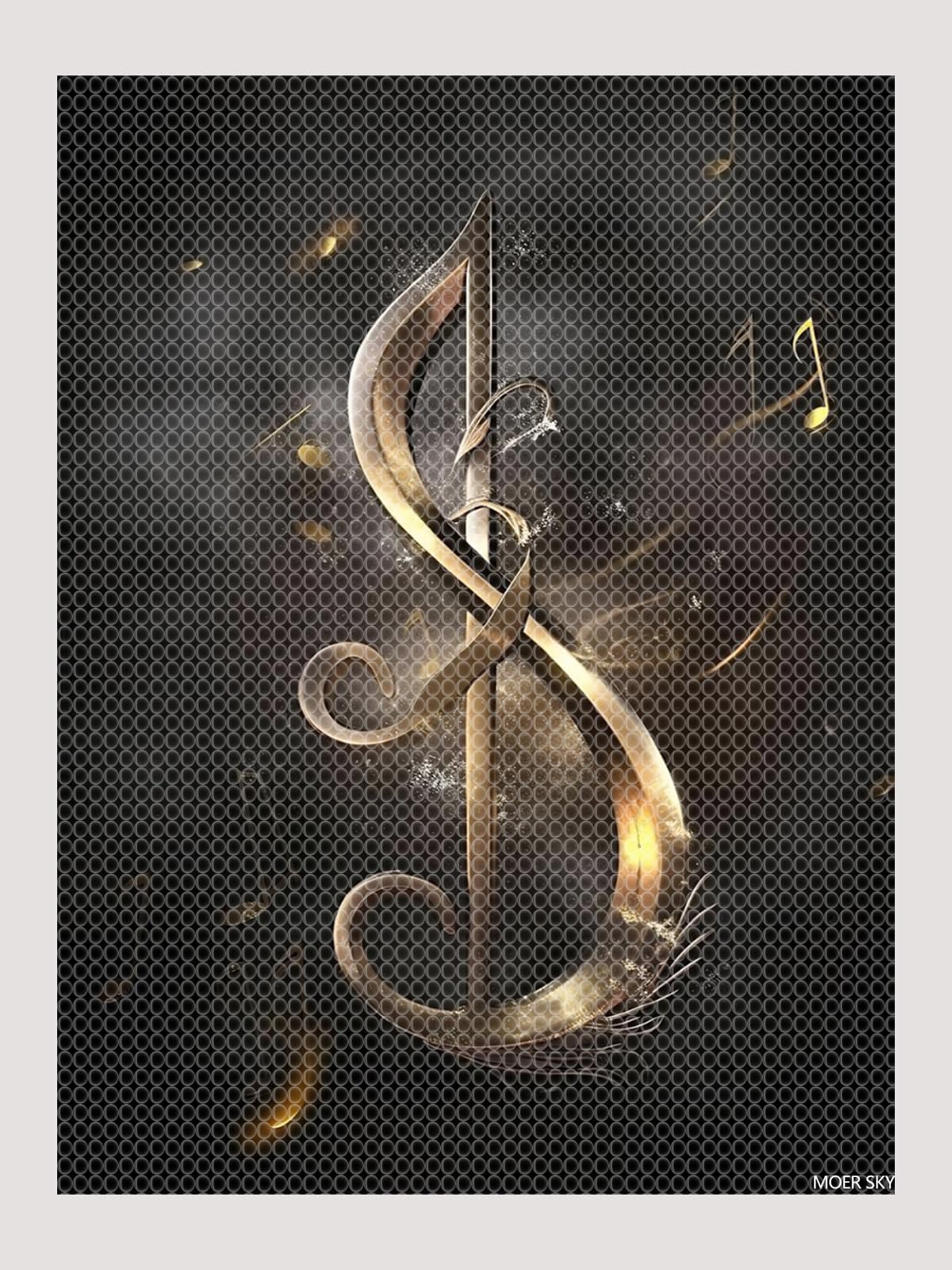 MOER SKY Music Note with Gold 5D Diamond Painting Kits, Diamond Art Kits for Adults Paint with Diamonds Gem Art, Full Drill Diamond Paintings Arts and Crafts for Home Decor 12x16inch MOER SKY