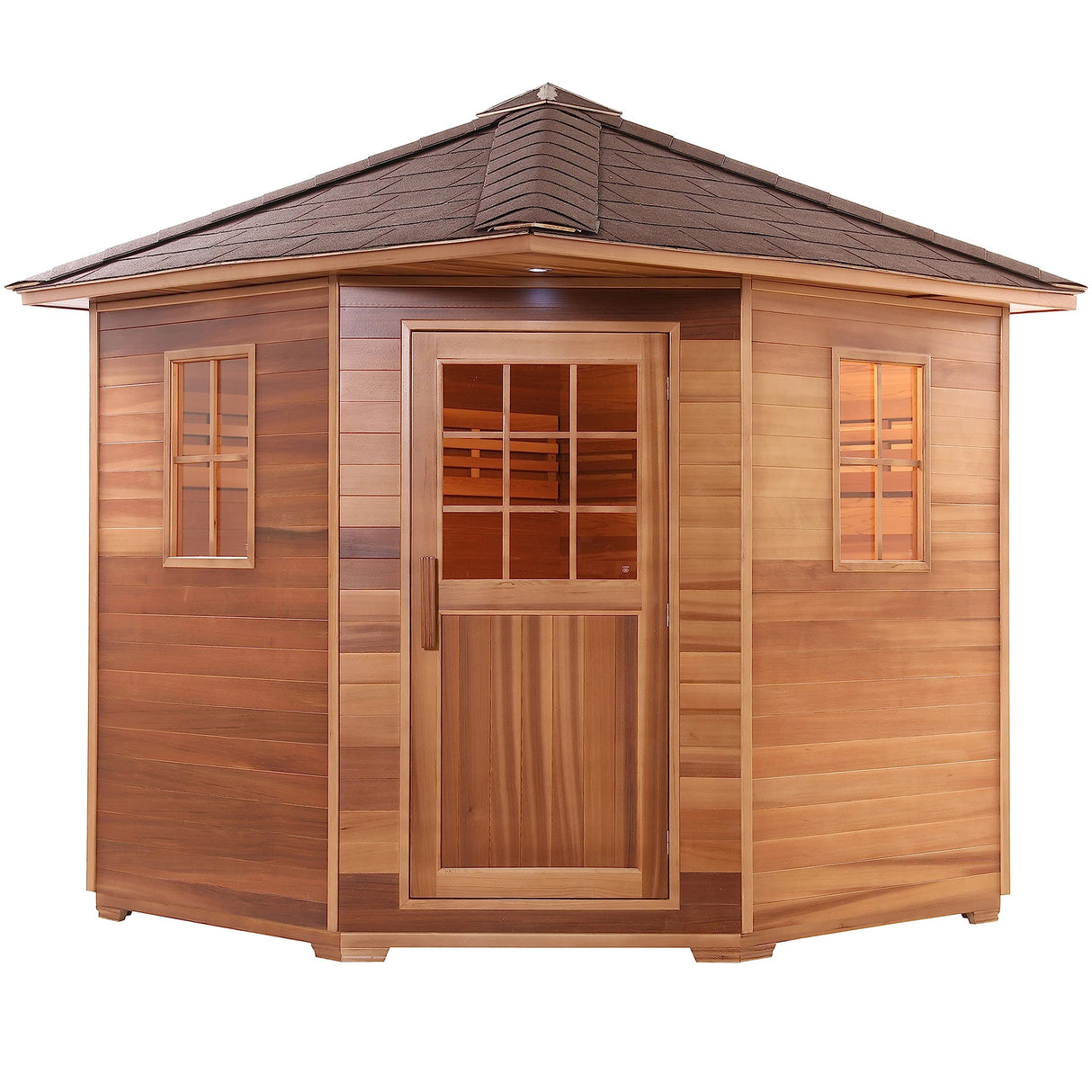 ALEKO Traditional Sauna | Indoor or Outdoor | Wet Steam Dry Traditional | SKD8RCED | Canadian Red Cedar | Asphalt Roof | 8 kW UL Certified Heater | 8 Person | (Red Cedar, 8 Person) ALEKO