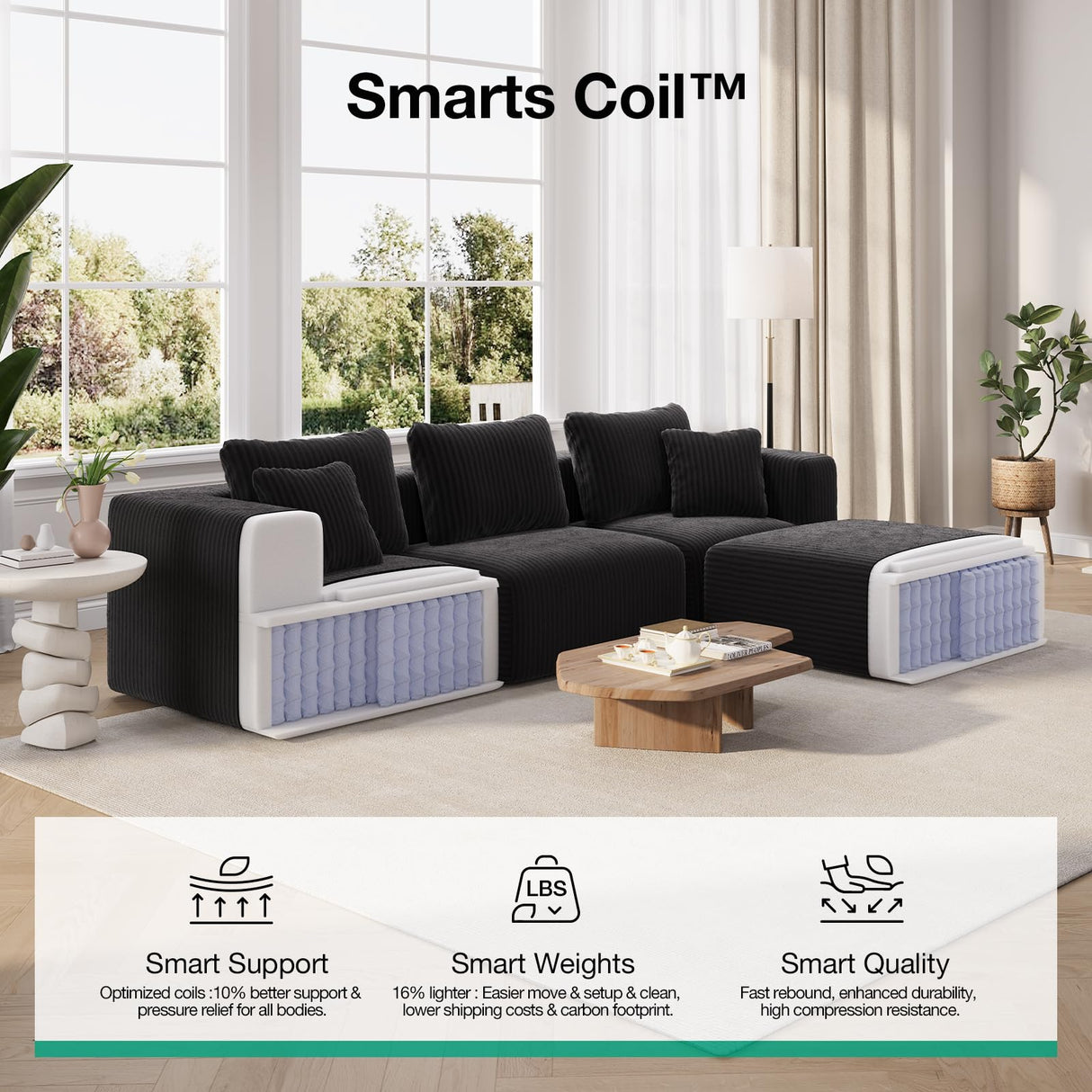 Novilla 70.8" Modular Sectional Sofa, Modern Cloud Sectional Couch with Smarts Coil™ Support, Upholstered Boneless Couch for Living Room Apartments Bedroom, No Assembly Required (Loveseat) Novilla
